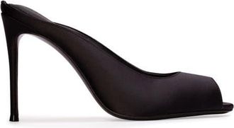 Black Suede Studio Shania 100 Satin Mule in Black Satin at Nordstrom, Size 38.5