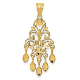 Diamond2Deal 14k Yellow Gold Polished Diamond-cut Chandelier Pendant