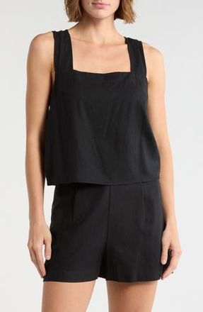 Madewell Irene Linen Blend Top in True Black at Nordstrom Rack, Size 00