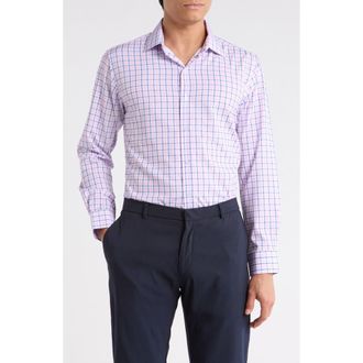 Nautica Windowpane Stretch Button-Up Shirt in Pink at Nordstrom Rack, Size 14.5 - 32/33