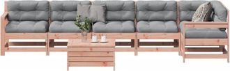vidaXL Juego De Muebles Jard&iacute;n 7 Pzas Y Cojines Madera Abeto Douglas Vidaxl