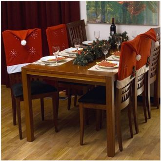 Trade Shop Trade Shop - 4 X Coprisedia Natalizio Copri Schienale Sedie Decorazione Tavola Cenone Natale