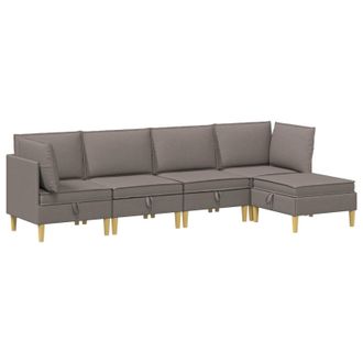 vidaXL Juego De Sof&aacute; Modular Con Almacenamiento 5 Pcs Topo Tela Vidaxl