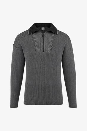 Genti Relaxed Turtle Zip | Donkergrijs