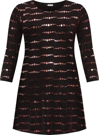 Top Fashion18 Womens Plus Lurex Shiny Bubble Sparkle Sequin Flared Swing Dress New Long Sleeve Party Top Size14-28
