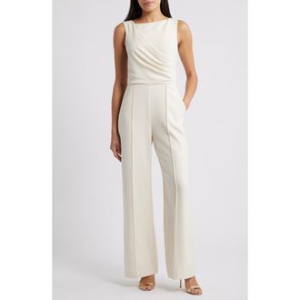 Vince Camuto Signature Stretch Crepe Jumpsuit in Ecru at Nordstrom, Size 14