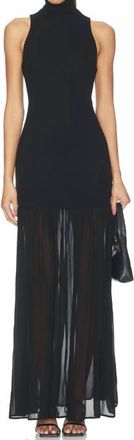 Enza Costa Airy Halter Turtleneck Dress In Black