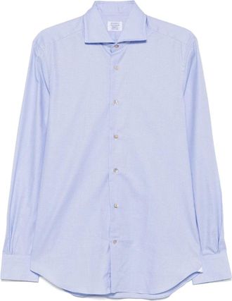 Mazzarelli Camicia con motivo pied-de-poule - Blu