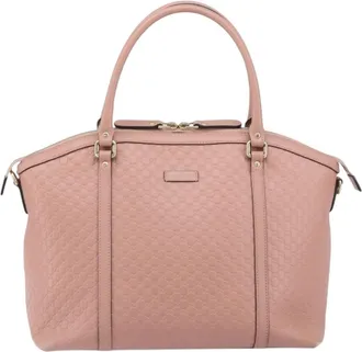 Gucci Britt Convertible Dome Satchel Microguccissima Leather Pink Leather Handbag (Pre-Owned)