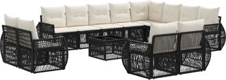 vidaXL Conjunto De Sof&aacute;s De Jard&iacute;n 13 Uds. Negro Y Blanco Crema Vidaxl