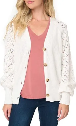 Gibsonlook Gigi Diamond Stitch Crochet Cardigan in Unbleached at Nordstrom Rack, Size Large