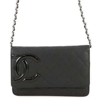 Chanel Cambon Black Leather Chain/Shoulder Wallet (Pre-Owned)