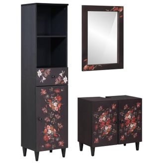 vidaXL Juego De Muebles De Ba&ntilde;o Con Caj&oacute;n 3 Pcs Madera De Mango Maciza Vidaxl