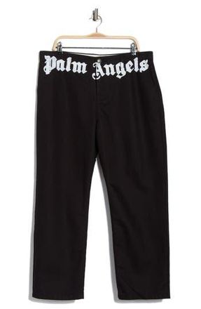 Palm Angels Logo Cotton Pants in Black/white at Nordstrom Rack, Size 36 Us/ 52 Eu