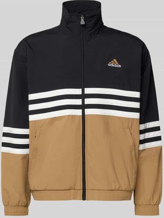 adidas Originals Regular Fit Sweatjacke mit Logo-Stitching Modell Arch in Mittelbraun, Größe XL