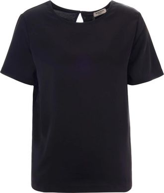Max Mara Gilbert Satin T-shirt - Dames - T-shirts - Zwart - M - Polyester - Tops