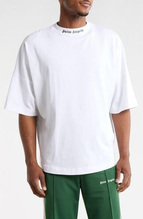 Palm Angels Logo Cotton T-Shirt in White/fuchsia at Nordstrom Rack, Size Xx-Small