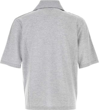 Bottega Veneta Mens Grey Wool Polo Shirt Greymelange Exterior
