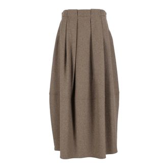 Antonelli Utopia Midi Rok - Dames - Rokken - Bruin - Maat: M Zijde