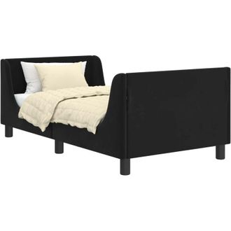 vidaXL Childrens Bed Frame with Headboard Black 80 x 160 cm Velvet vidaXL