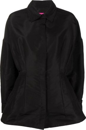 Valentino Garavani gathered-detail faille shirt jacket - women - Silk/Polyester - 40 - Black
