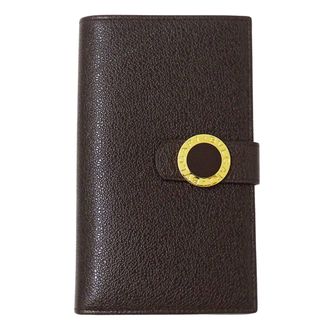 Bulgari Dark Brown Leather Long Wallet (Bi-Fold) (Pre-Owned)