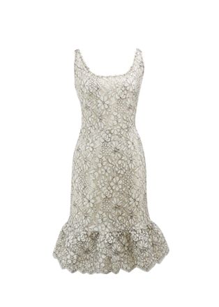 Valentino Garavani White Floral Lace Frilled Dress Size M