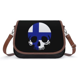 Generic Finland Skull Flag Crossbody Bags for Women Fashion Leather Shoulder Handbags With Adjustable Strap