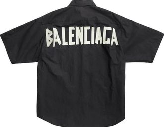 Balenciaga Tape Type Short Sleeve Shirt Large Fit Black 738761TNM601000