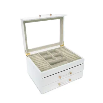 Brouk & Co Womens Kendall 3 Clear Lid Jewelry Box In White