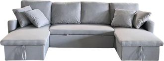Concept Usine Sofá cama panorámico 4 plazas en tela con box - gris claro