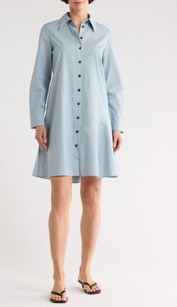 Lafayette 148 New York Flounce Hem Shirtdress in Venetian Sky Melange at Nordstrom Rack, Size Small