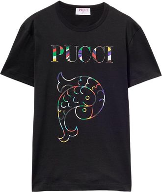Pucci Logo-Print Cotton T-Shirt - Womens - Cotton