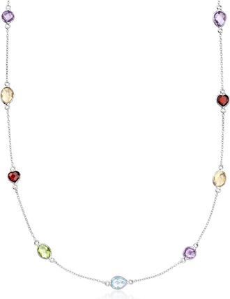 Ross-Simons Multi-Gem Station Necklace in Sterling Silver