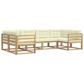 vidaXL Conjunto De Sof&aacute;s De Exterior Con Coj&iacute;n 6 Pcs Blanco Y Crema Vidaxl