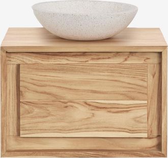 Sklum Conjunto De Mueble De Ba&ntilde;o Suspendido 60x45 Cm En Madera De Teca Jabari Sklum