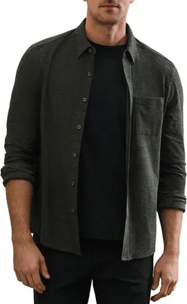 Rhone WFH Knit Button-Up Shirt in Olive Shadow/Black Heather at Nordstrom, Size Xx-Large
