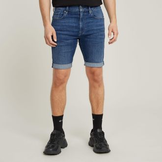 G-Star Shorts G-STAR 3301 Slim 1/2, Herren, Gr. 28, N-Gr, blau (medium aged), Denim/Jeans, Obermaterial: 92% Baumwolle, 7% Elastomultiester, 1% Elasthan, sch