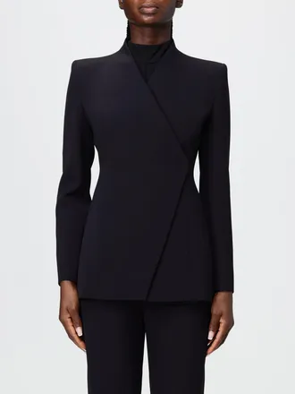 Hanita Cropped Double-Breasted Blazer with Concealed Fastening