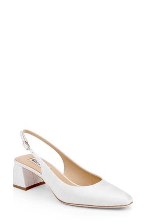 Badgley Mischka Oaklee Block Heel Slingback Pump in Ivory Silk at Nordstrom, Size 10
