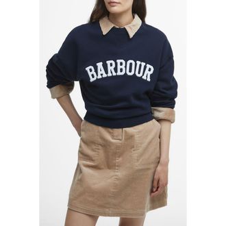 Barbour Silverdale Logo Sweatshirt in Navy at Nordstrom, Size 12