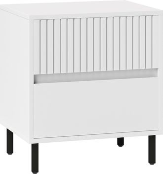 HOMCOM Bedside Table With 2 Drawers And Steel Legs For Bedroom - Grey/White - White | TJ Hughes