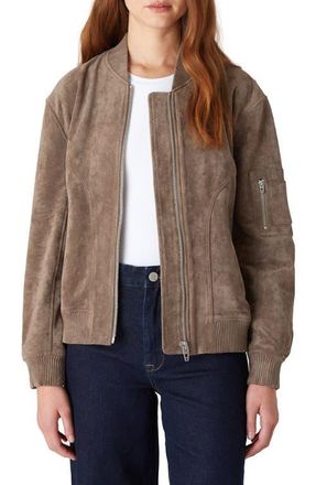 Blank NYC Faux Suede Bomber Jacket in Oyster Shell at Nordstrom, Size Medium