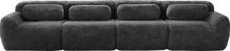 STILVORA Sof&aacute; Modular 4 Plazas En Tela Aterciopelada Con Base Antideslizante, Asiento Amplio Y 4 Cojines, Gris