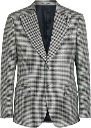 Lardini Pied de Poule Jacket - Heren - Business blazers - Veelkleurig - L - Leer - Kostuums