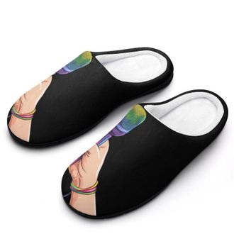 Generic Colorful Microphone In Hand Womens Slippers Warm House Slippers Indoor House Shoes with Anti-Skid Rubber Sole