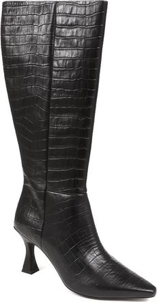 Jones Bootmaker Womens Knee-High Leather Heeled Boots - Black - Size UK 8