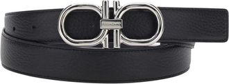 Ferragamo Double Adjustable Leather Belt - Heren - Riemen - Blauw - 105 CM - Leer - Accessoires