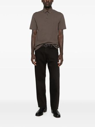 Herno Cotton Button-Up Polo Shirt - Brown
