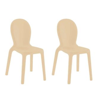 Decorspace 2 X Sillas De Polietileno Comedor Bar Restaurante Dise&ntilde;o Moderno Chlo&eacute; Stock - Beige